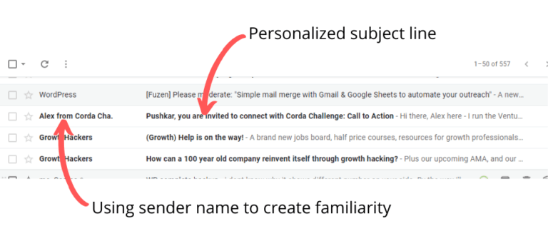 email personalization example of personalized "from" and 'to" field