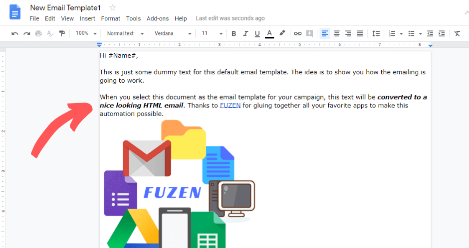 HTML email marketing template within Google Doc + Gmail