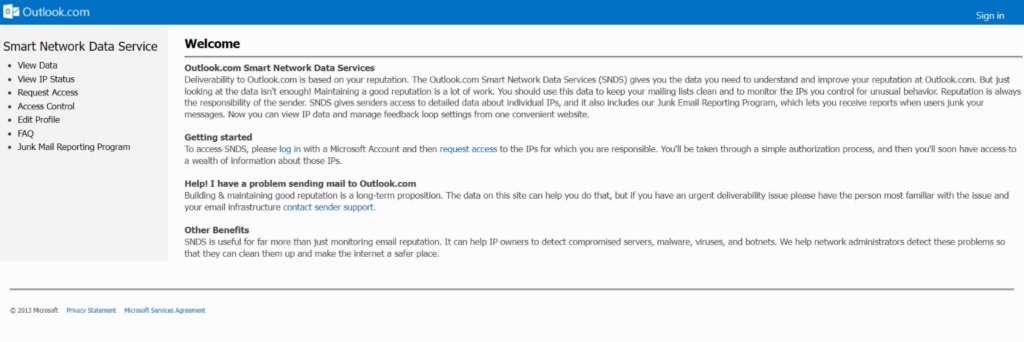 check your sender score with Microsoft SNDS