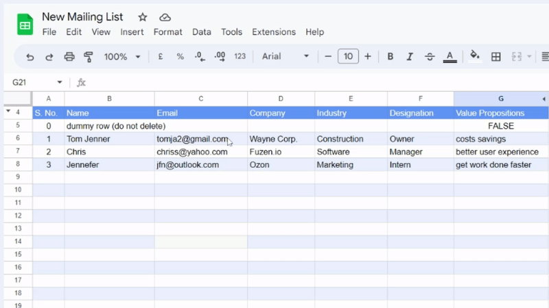 Highly customize your Google Sheet with value proposition
