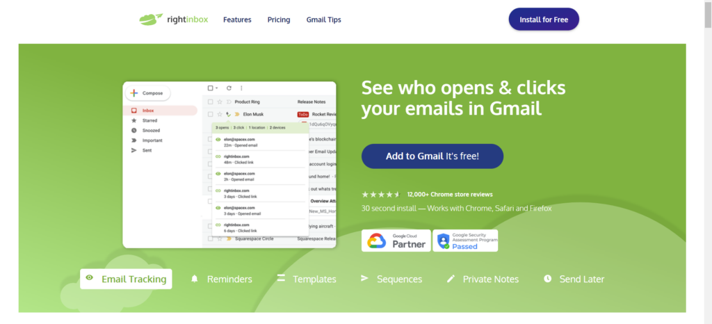 Right Inbox: email tracker
